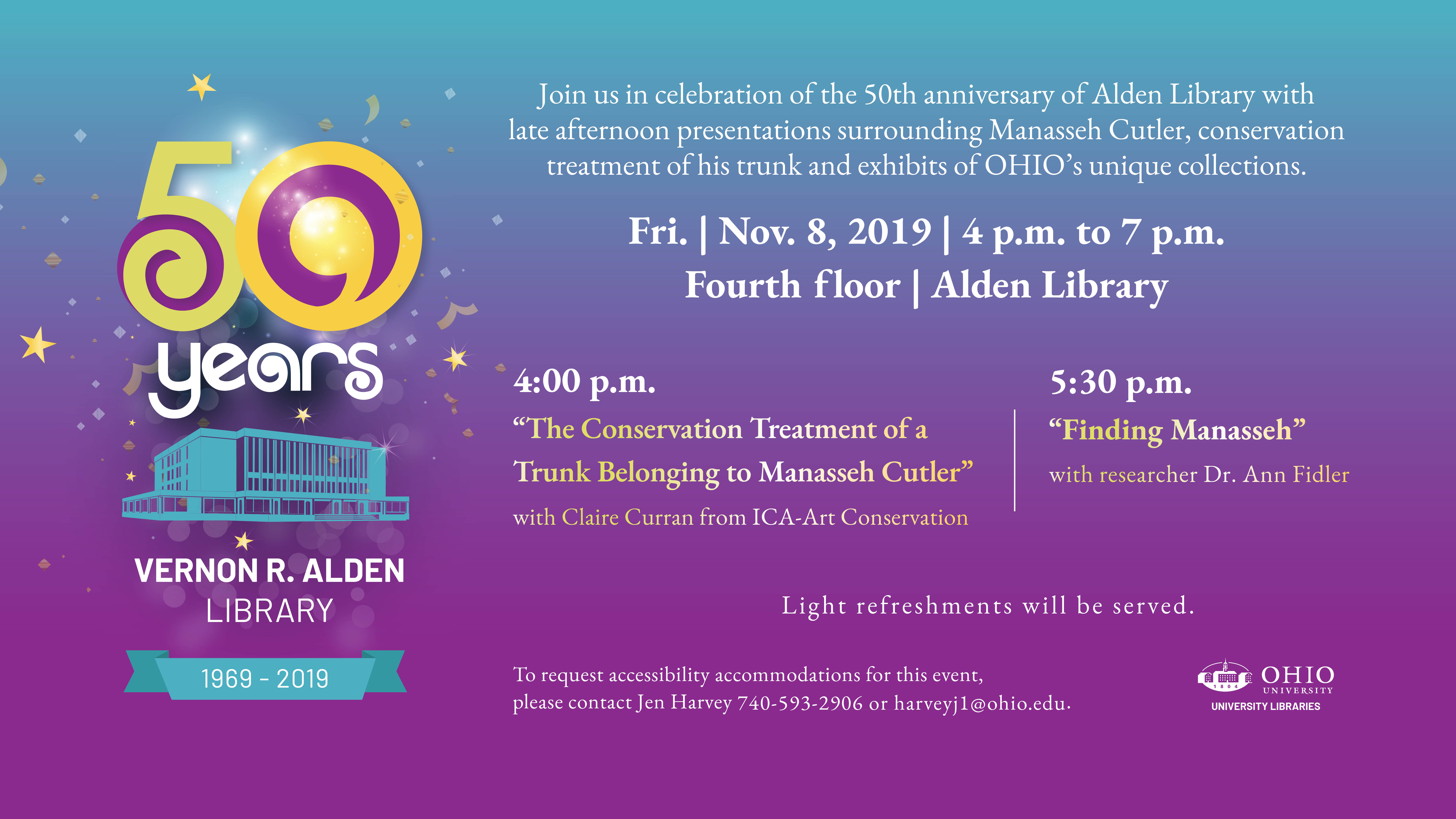 Celebrating 50 Years of Alden Library with OHIO’s founder, Manasseh Cutler
